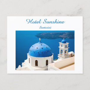Carte Postale Hotel Greece Church Santorini bleu photo et texte