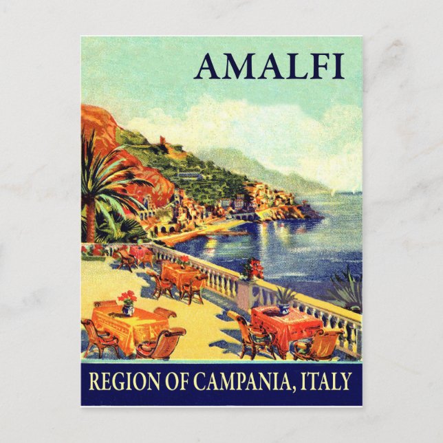 Carte Postale Hôtel terrasse en Amalfi, Campanie, Italie, voyage (Devant)