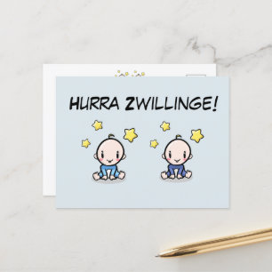 Carte Postale Hourra jumeaux, félicitations, deux garçons,