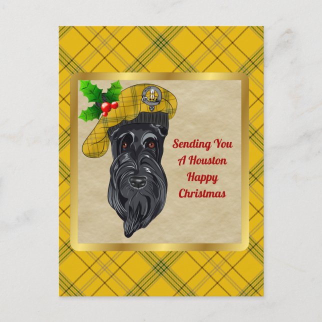 Carte Postale Houston Clan Badge & Tartan Christmas Postcard (Devant)