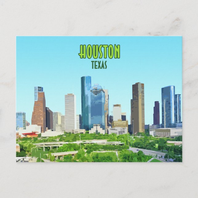 Carte Postale Houston Texas Downtown Vintage (Devant)