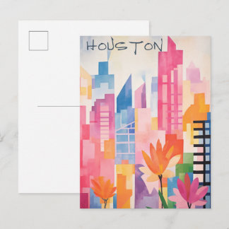 Carte Postale Houston Texas Travel City Art Aesthetic