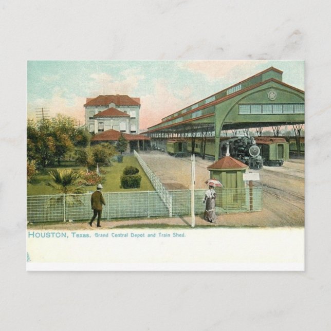 Carte Postale Houston Texas vers la gare Grand Central de 1905 (Devant)