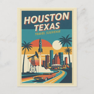 Carte Postale Houston TX Rétro Voyage 1950