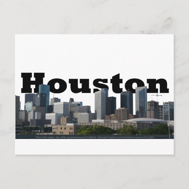 Carte Postale Houston, TX Skyline avec Houston dans le ciel (Devant)