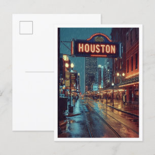 Carte Postale Houston USA Art Vintage Illustration Voyage