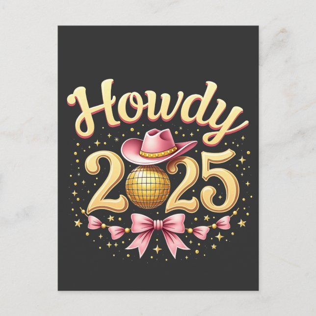 Carte Postale Howdy 2025 Nouvel An Eve Cowboy Ouest (Devant)