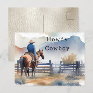 Carte Postale Howdy Cowboy Horse