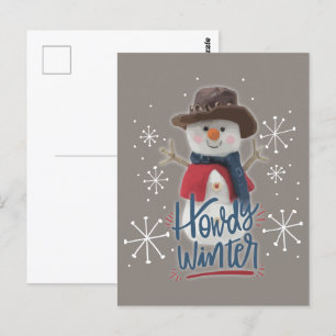 Carte Postale Howdy Winter Cowboy Snowman