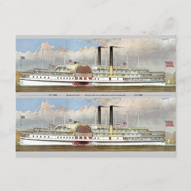 Carte Postale Hudson River Steamer 1877 Signet (Devant)