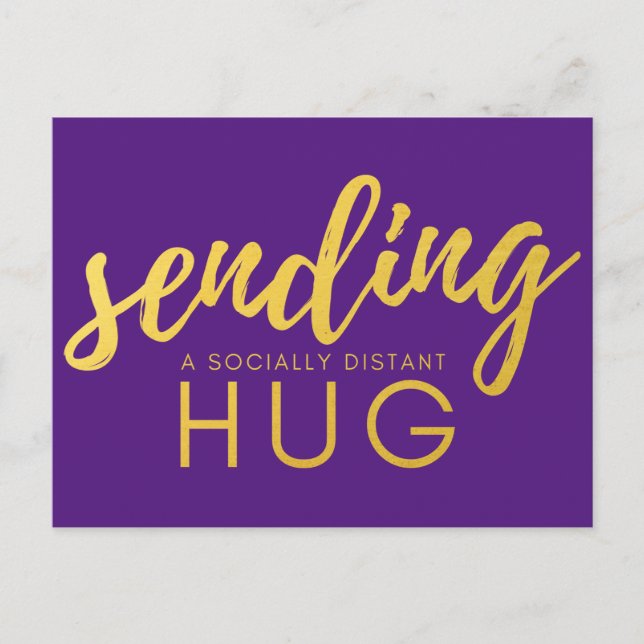 Carte Postale Hug de détresse sociale violet et or (Devant)