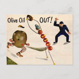 Carte Postale Huile d'olive Out jouer au baseball