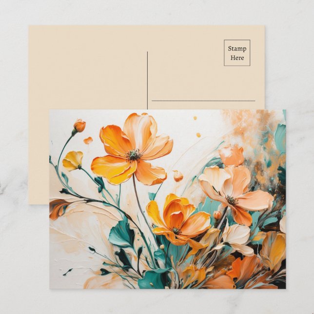 Carte Postale Huile florale de printemps lunatique (Devant / Derrière)