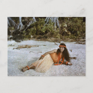 Carte Postale Hula Wahine / Hula Girl c.1909 Autochrome