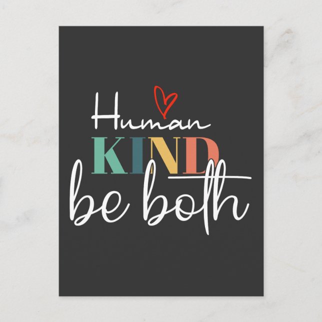 Carte Postale Humankind Be Two Shirt, femmes tendance, soyez gen (Devant)