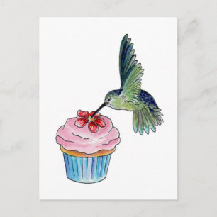 Carte Postale Hummingbird Cupcake Love
