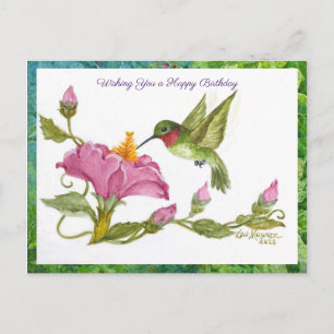 Carte Postale Hummingbird w Vining Blossoms