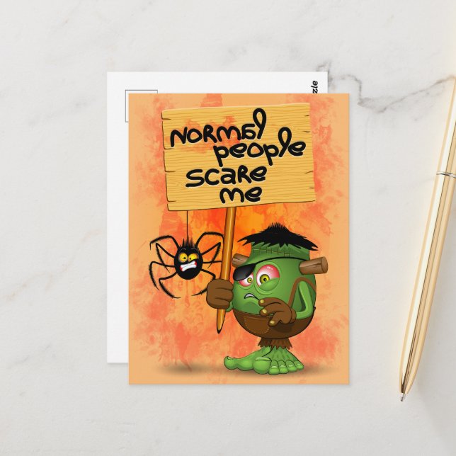 Carte Postale Humorous Frankenstein (Devant/Arrière en situation)