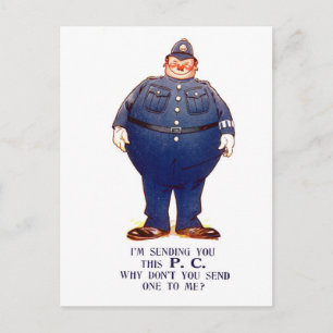 Carte Postale Humour britannique vintage : policier