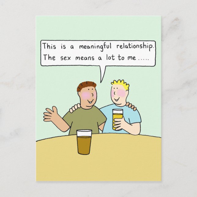 Carte Postale Humour caricature Gay Homme Couple (Devant)