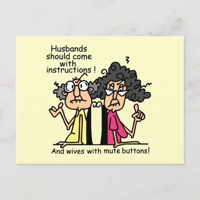 Carte Postale Humour d'attitude de maris et d'épouses (Devant)