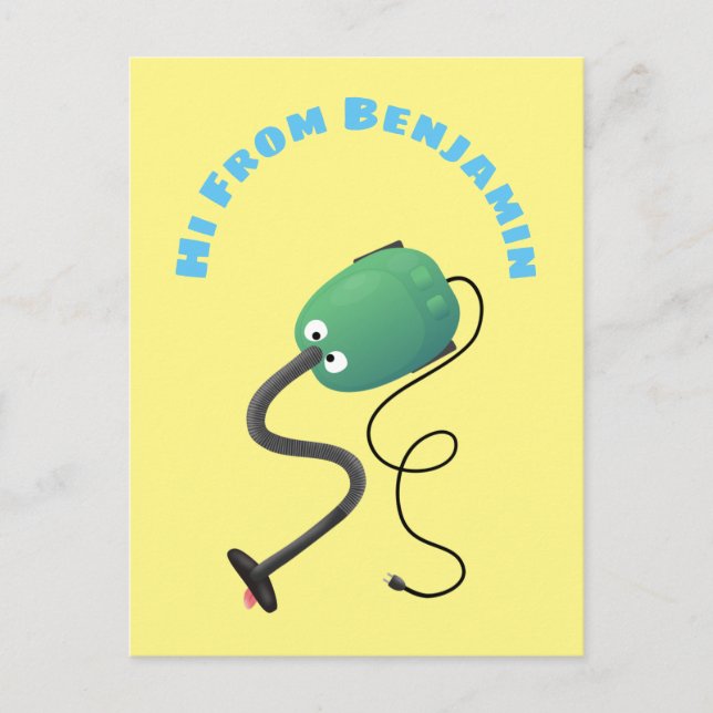 Carte Postale Humour de dessin animé de l'aspirateur mignon (Devant)