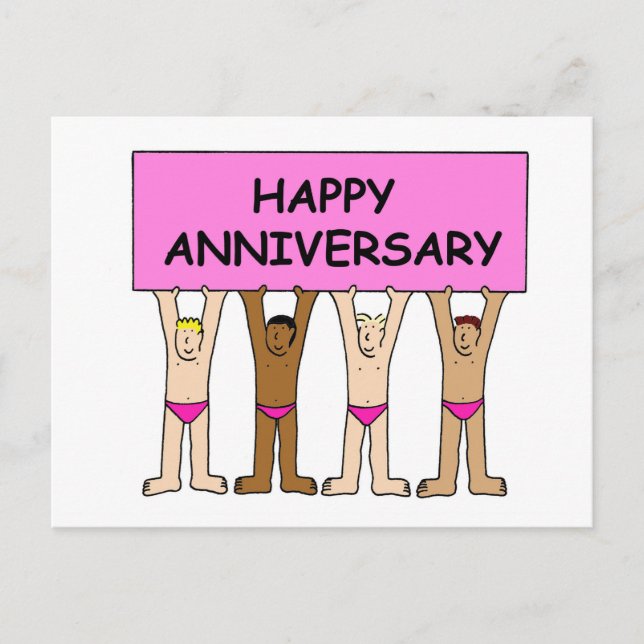Carte Postale Humour de dessin animé Gay Happy Anniversary (Devant)