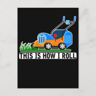 Carte Postale Humour de remorquage de pelouse