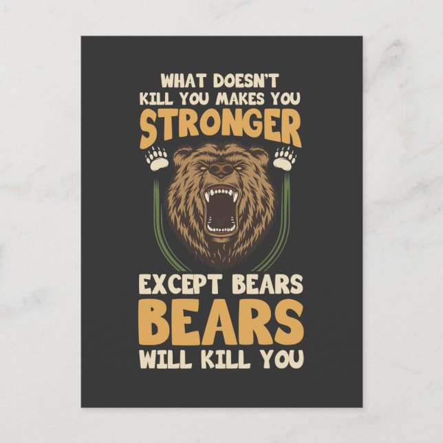 Carte Postale Humour d'ours sarcastique, blague de scout campeur (Devant)