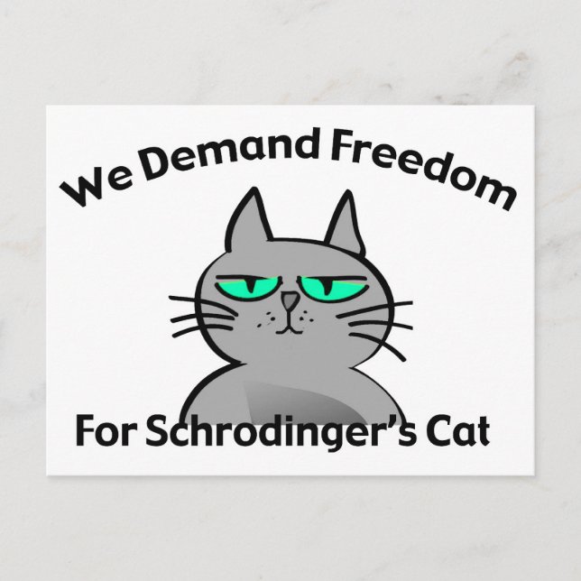 Carte Postale Humour drôle de geek du chat de Schrodinger (Devant)