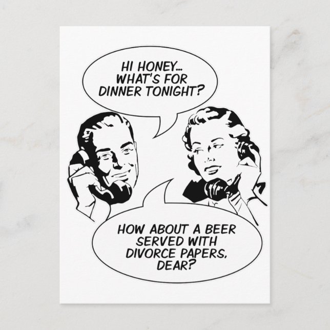 Carte postale Humour féministe rétro (Devant)