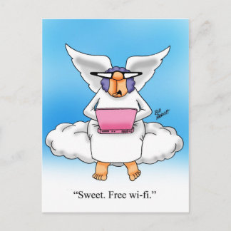 Carte Postale Humour paradisiaque Ange ordinateur cadeau de dess