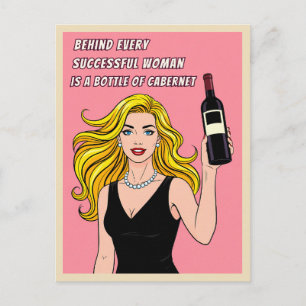 Carte Postale Humour Rétro Vintage Vin Humour Pop Art 