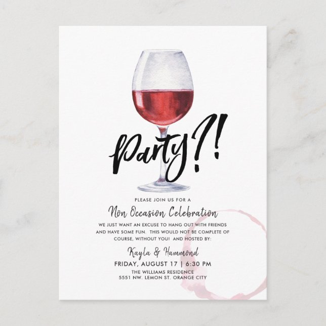 Carte Postale Humour Verre à Vin | Célébration d'une Occasion Sp (Devant)