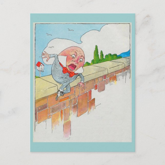 Carte Postale Humpty Dumpty assis sur un mur (Devant)