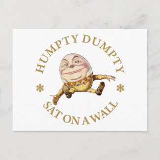 CARTE POSTALE HUMPTY DUMPTY ASSIS SUR UN MUR - NURSERSERY RHYME