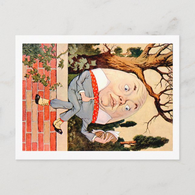 Carte Postale Humpty Dumpty Sat sur un mur au pays des merveille (Devant)