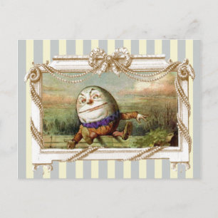 Carte Postale Humpty Dumpty sur bandes bleu et blanc