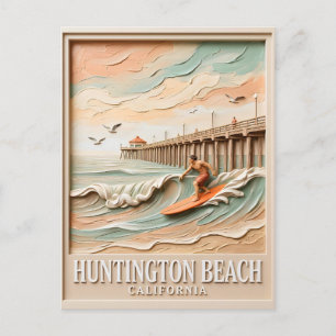 Carte Postale Huntington Beach Californie Texture Surfeur Surfan