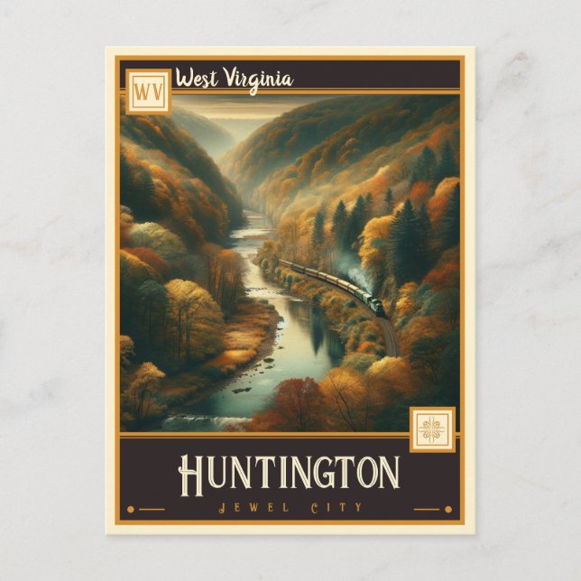 Carte Postale Huntington, Virginie-Occidentale | VINTAGE (Devant)