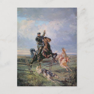 Carte Postale Huntsman avec les Borzois, 1872
