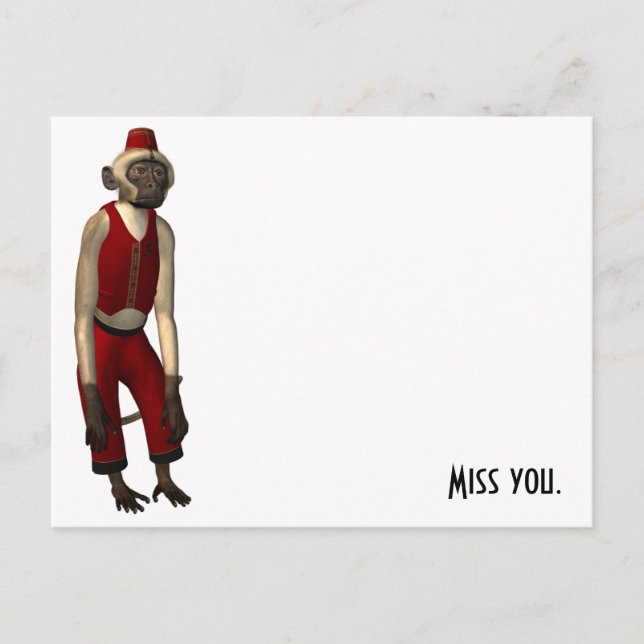 Carte Postale Hurdy Gurdy 3D Music Monkey 11 (Devant)