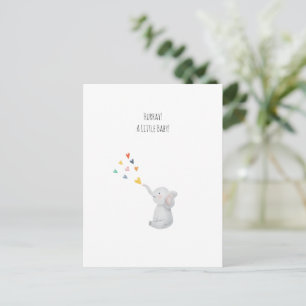 Carte Postale Hurray A Little Baby Cute Elephant Hearts Card