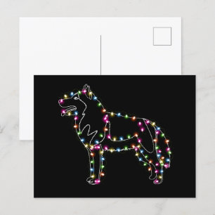 Carte Postale Husky Avec Noël Lumière Husky Lover Joyeux Noël