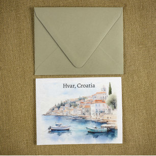 Carte Postale Hvar Croatia Watercolor Travel