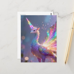 Carte Postale hybride licorne paon