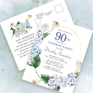 Carte Postale Hydrangea Rose Fête Surprise 80e Anniversaire