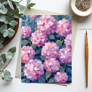 Carte Postale Hydrangeas Floral Rose Tendre