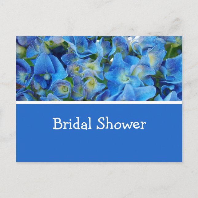 Carte Postale hydrangée bleue fleurs nuptiale invitation douche. (Devant)