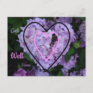 Carte Postale Hydrangée violette dans les coeurs se tirer bien b